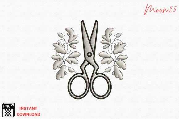 Evaluating Embroidery Scissors Floral Art PNG