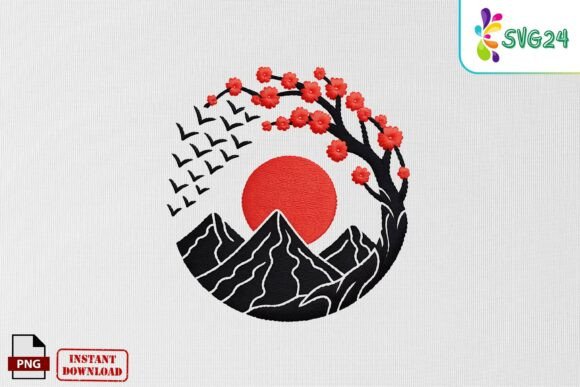 Red Sun Mountain Embroidery PNG Review