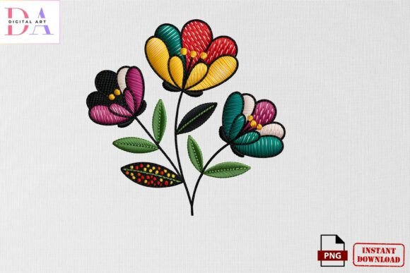 Review: Colorful Floral Embroidery Art PNG for Etsy Shops