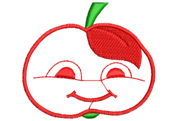 Review: Smiling Cartoon Apple Embroidery Design