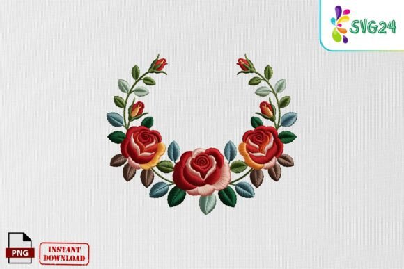 Reviewing the Floral Rose Wreath Embroidery PNG